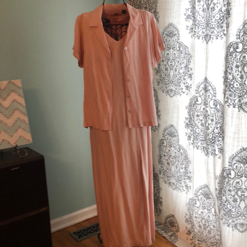Pink sleeveless dress with matching cover